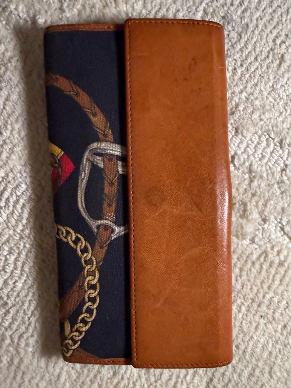 RARE Vintage Ralph Lauren Leather & Canvas Wallet with Unique Horseshoe Closure - Picture 5 of 9